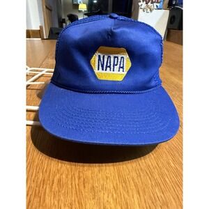 Vintage NAPA Auto Parts Trucker Hat Blue Mesh Snapback Hong Kong Embroidered